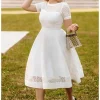Dolly & Dotty Tess Embroided 50's Swing Dress White