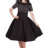 Dolly & Dotty Darlene Polkadot 50's Swing Dress Black