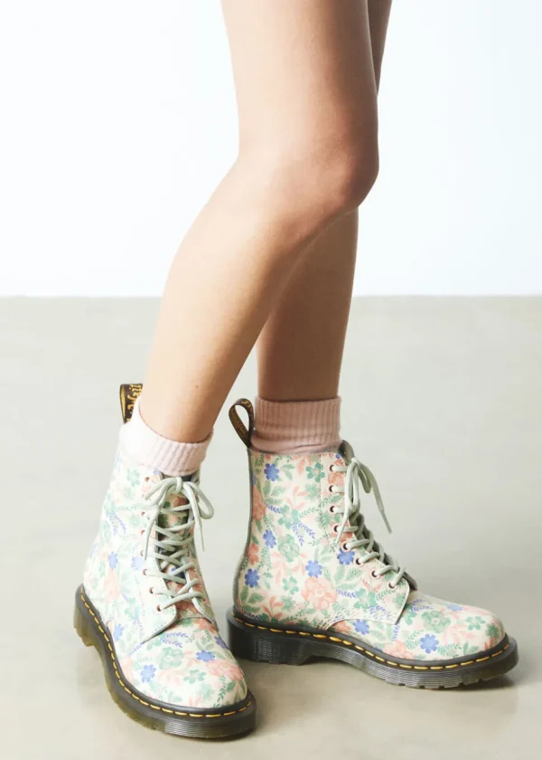 Dr. Martens 1460 Pascal Cloud Floral Leather Boots Cream