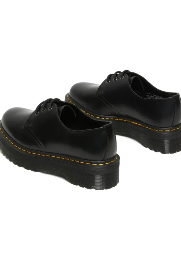 Dr. Martens 1461 Quad Polished Smooth Leather Platform Shoes Black