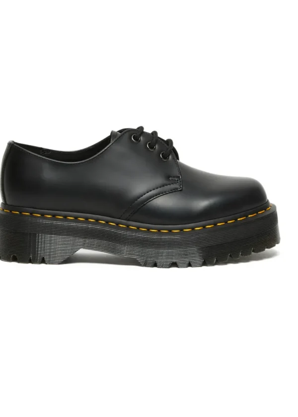 Dr. Martens 1461 Quad Polished Smooth Leather Platform Shoes Black