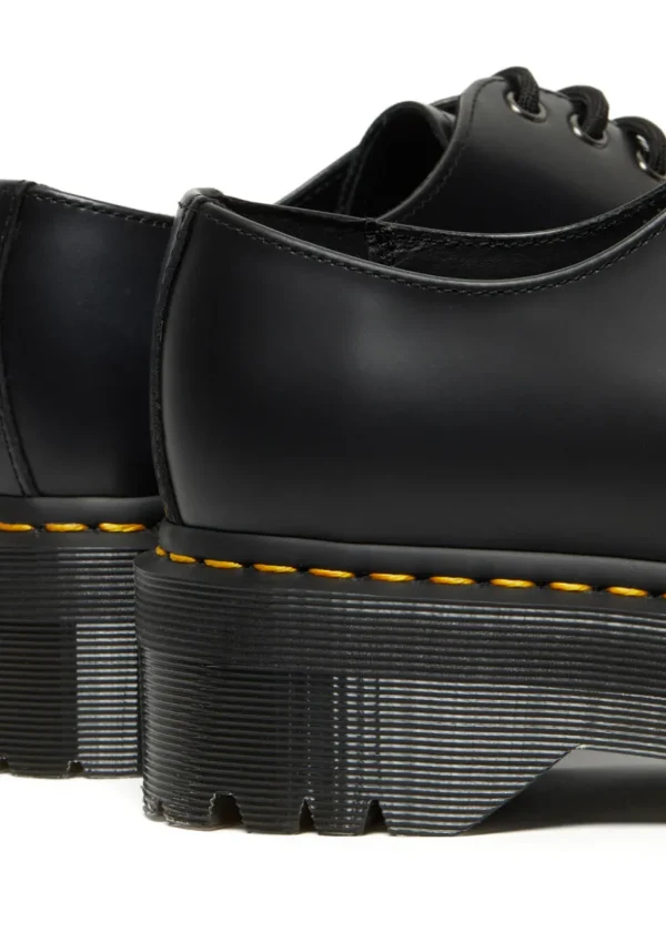 Dr. Martens 1461 Quad Polished Smooth Leather Platform Shoes Black
