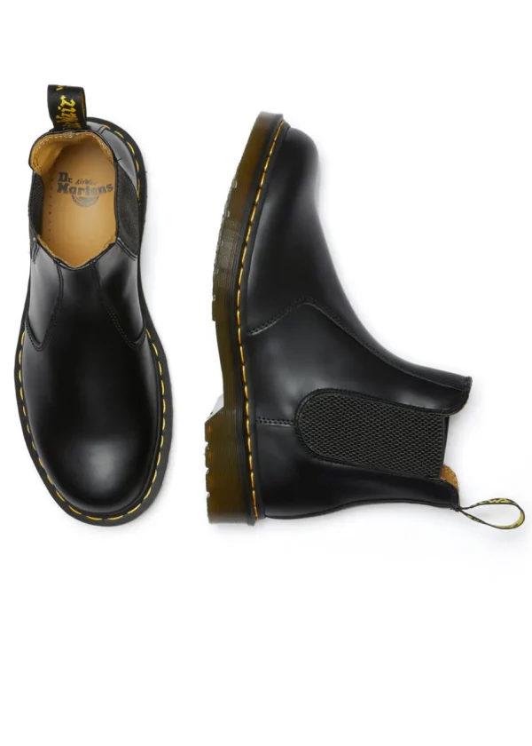 Dr. Martens 2976 Yellow Stitch Chelsea Smooth Boots Black