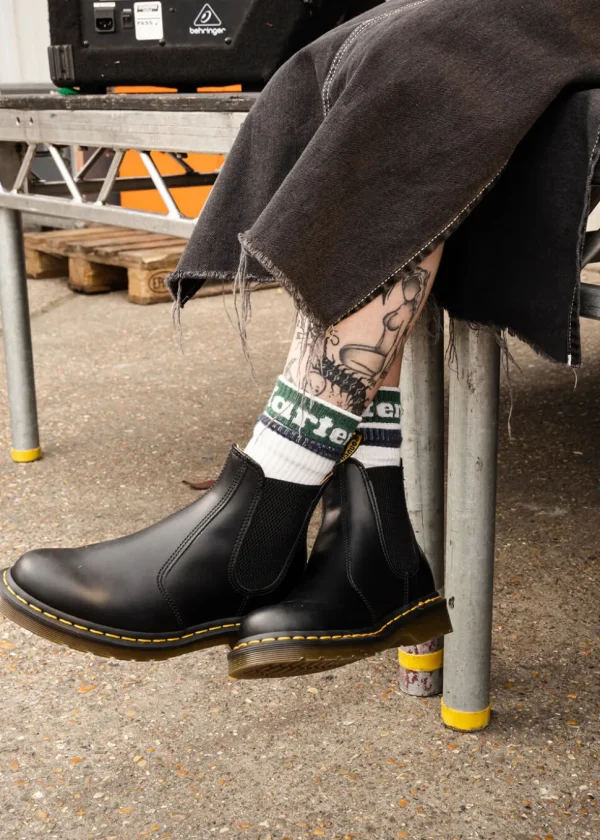 Dr. Martens 2976 Yellow Stitch Chelsea Smooth Boots Black