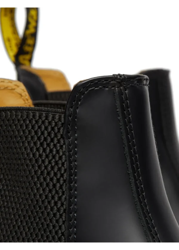 Dr. Martens 2976 Yellow Stitch Chelsea Smooth Boots Black