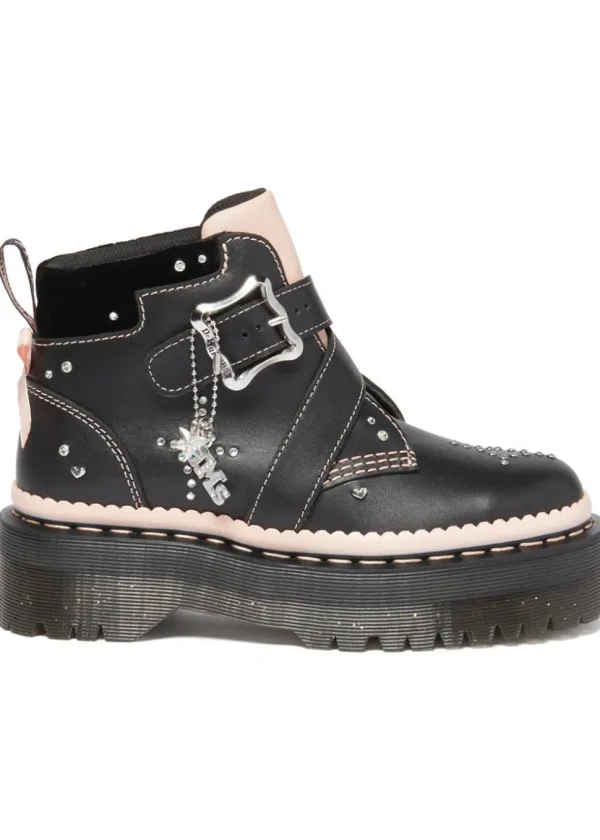 Dr. Martens Caitie Leather Platform Boots Black Pink