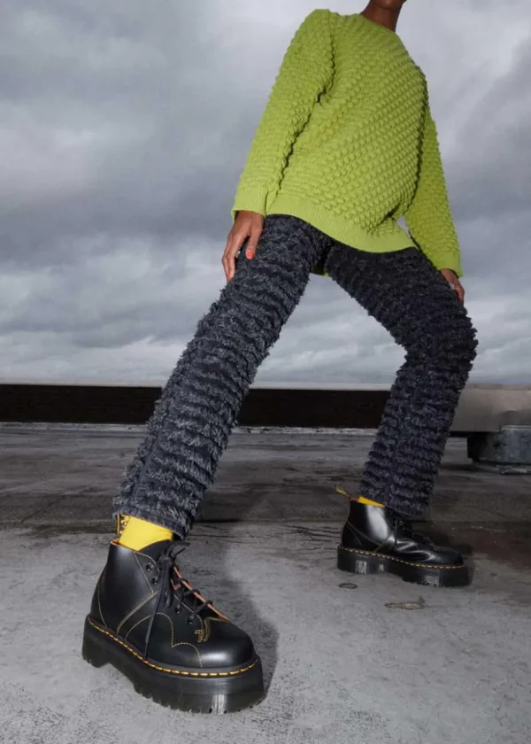 Dr. Martens Church Quad Platform Leather Boots Black