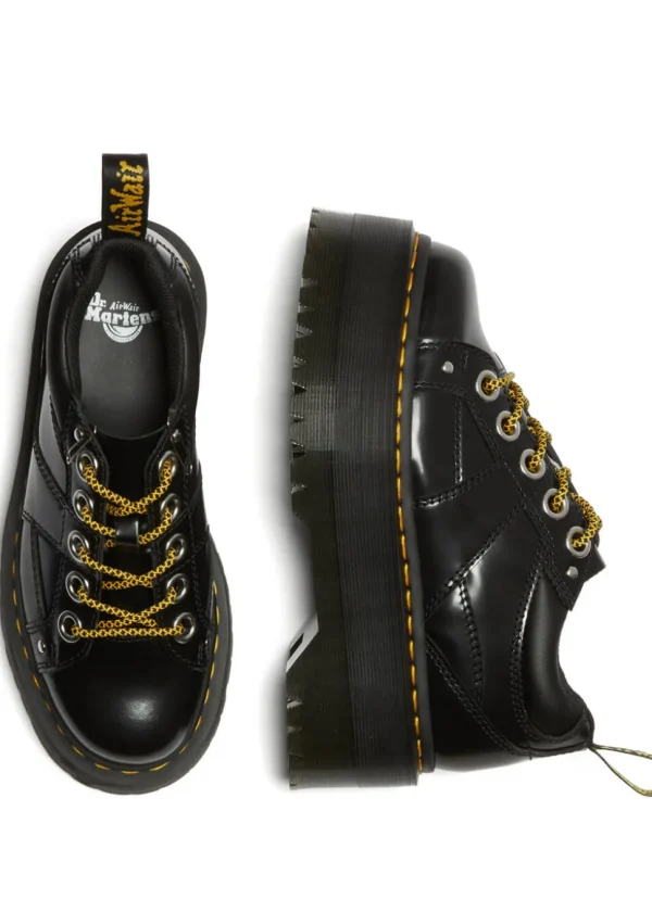 Dr. Martens 5i Quad Max Buttero Leather Platform Shoes Black