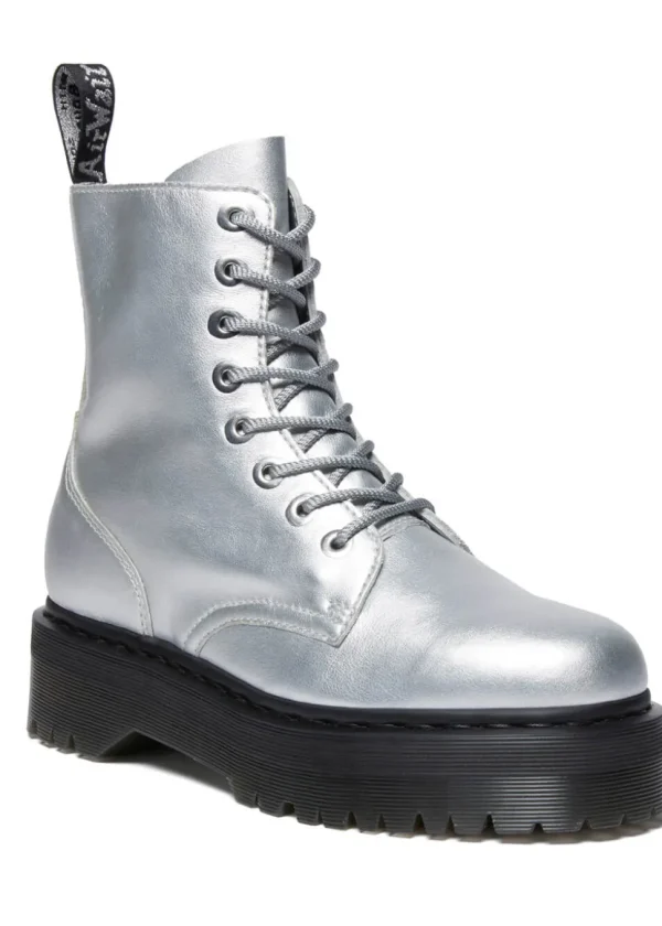 Dr. Martens Jadon Metallic Leather Platform Boots Silver