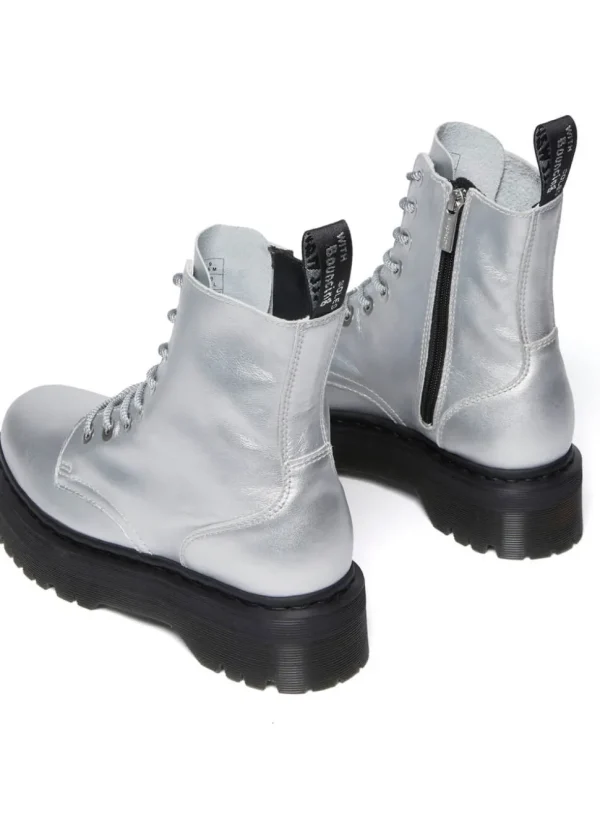 Dr. Martens Jadon Metallic Leather Platform Boots Silver