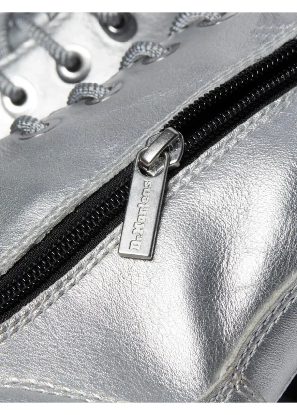 Dr. Martens Jadon Metallic Leather Platform Boots Silver