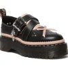 Dr. Martens Kemsley Leather Platform Shoes Black Pink