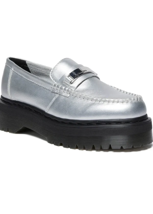 Dr. Martens Penton Metallic Leather Platform Loafers Silver