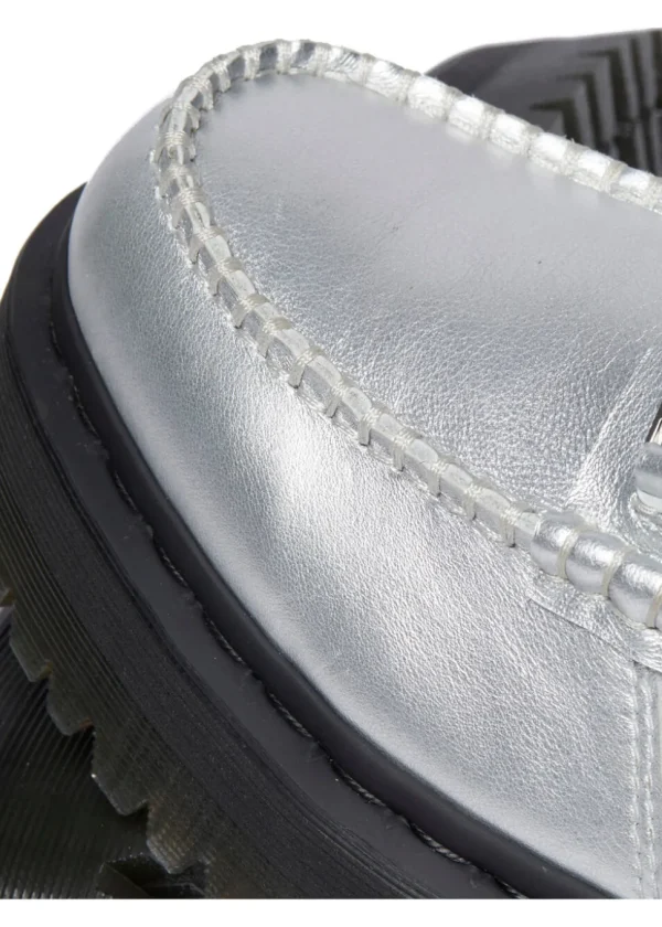 Dr. Martens Penton Metallic Leather Platform Loafers Silver