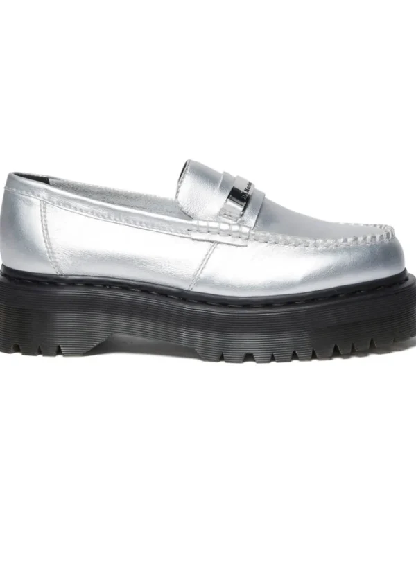 Dr. Martens Penton Metallic Leather Platform Loafers Silver