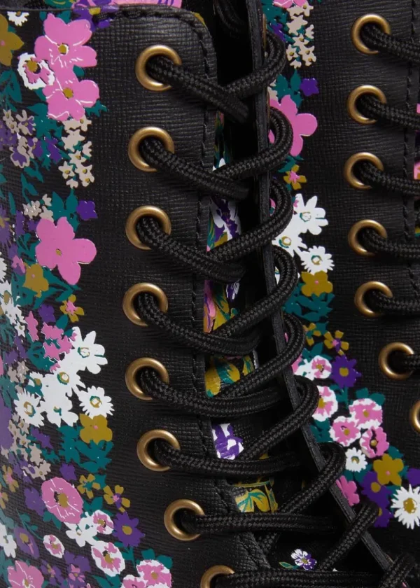 Dr. Martens Sinclair Hi Vintage Floral Leather Boots Black