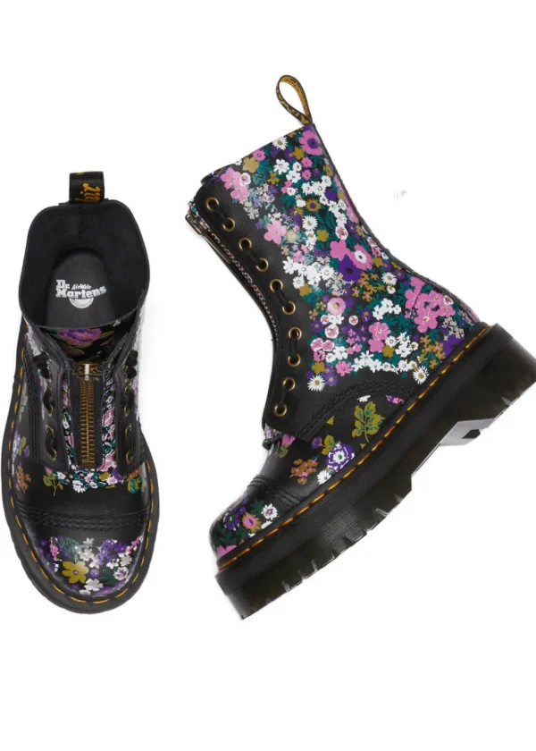 Dr. Martens Sinclair Hi Vintage Floral Leather Boots Black
