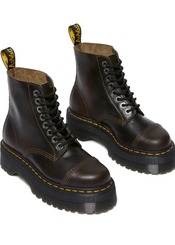 Dr. Martens Sinclair Orleans Leather Platform Boots Taupe Darkbrown
