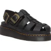 Dr. Martens Wrenlie Grizzly Leather Sandals Black