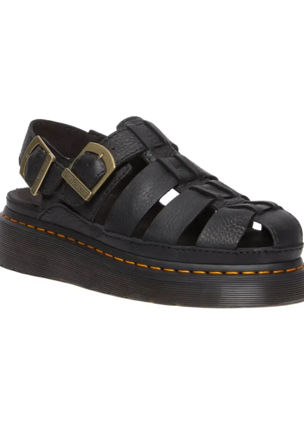 Dr. Martens Wrenlie Grizzly Leather Sandals Black