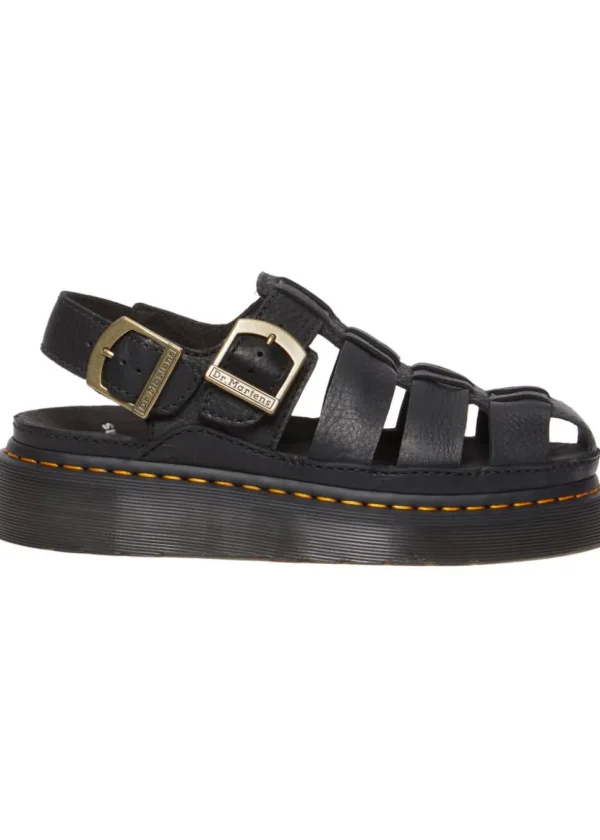 Dr. Martens Wrenlie Grizzly Leather Sandals Black