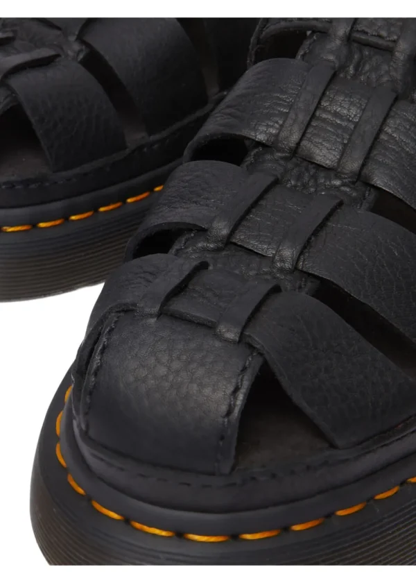 Dr. Martens Wrenlie Grizzly Leather Sandals Black