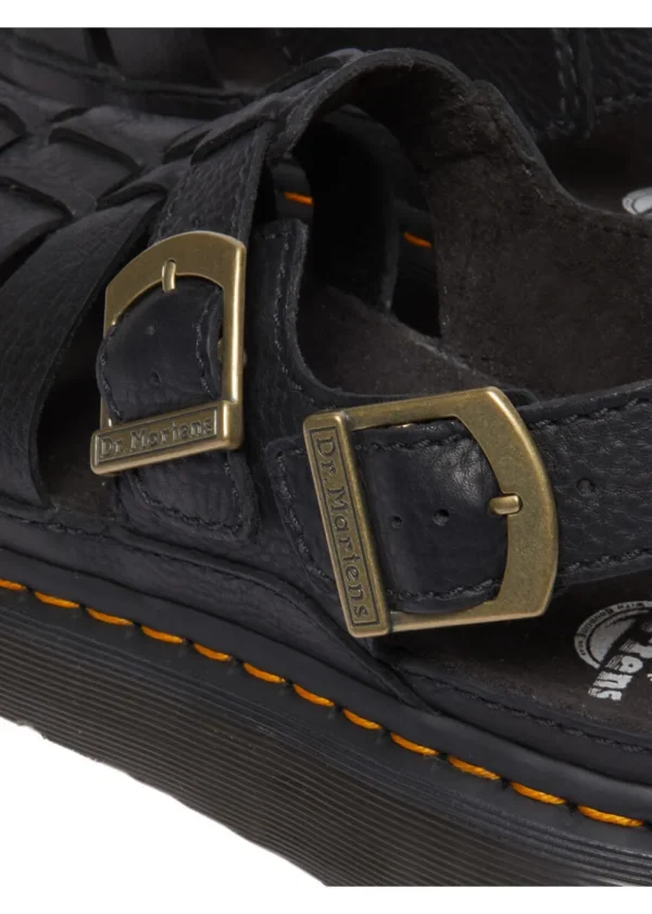 Dr. Martens Wrenlie Grizzly Leather Sandals Black
