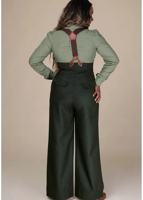 Emmy Design The Miss Fancy Pants Herringbone Trousers Green