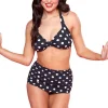 Esther Williams Polka Dot Bikini Top Black
