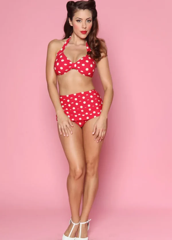 Esther Williams Polka Dot Bikini Pants Red