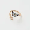 Fable England Blue Butterfly Enamel Ring in Gold