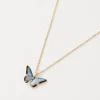 Fable England Blue Butterfly Enamel Necklace