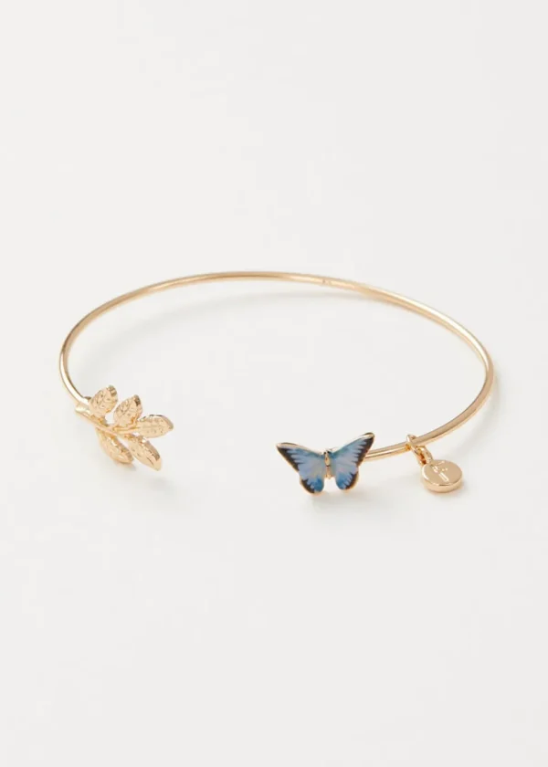 Fable England Blue Butterfly Bangle Bracelet