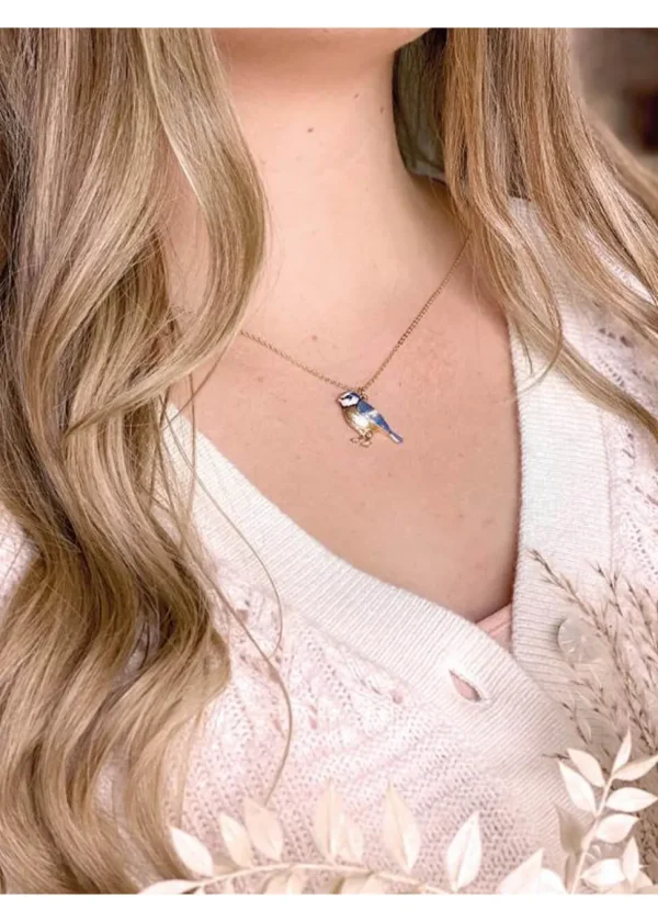 Fable England Blue Tit Enamel Necklace
