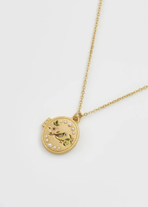 Fable England Blue Tit Locket Necklace