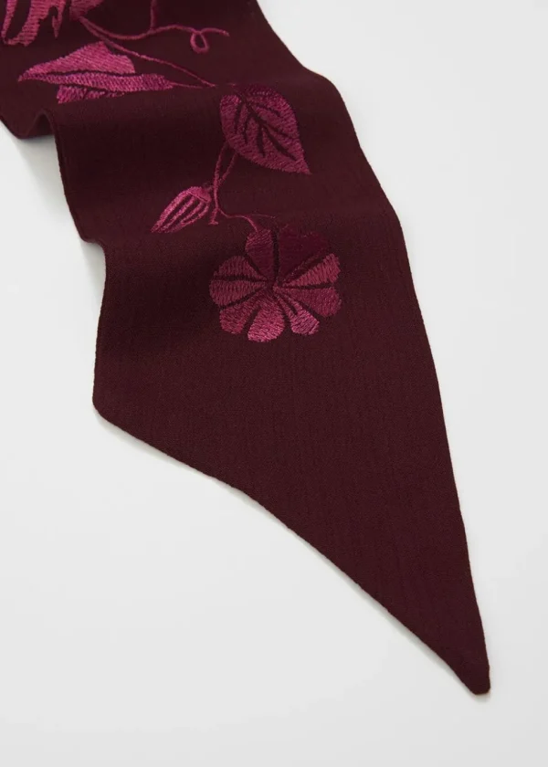 Fable England Bohemian Embroidered Scarf Burgundy
