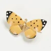 Fable England Butterfly Enamel Brooch Beige