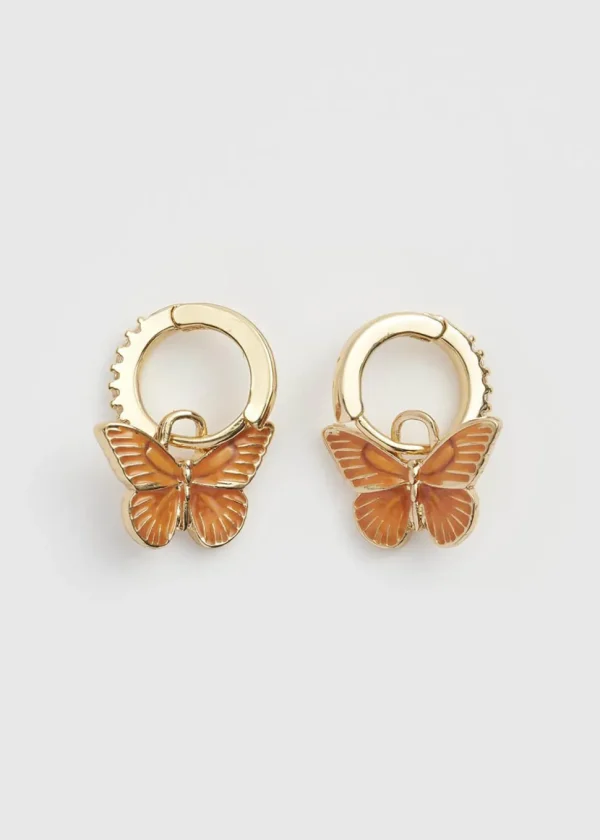 Fable England Butterfly Huggie Earrings Orange