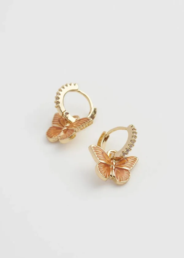 Fable England Butterfly Huggie Earrings Orange