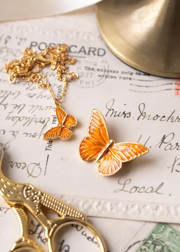 Fable England Butterfly Necklace Orange