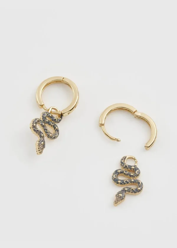 Fable England Celestial Snake Huggie Earrings
