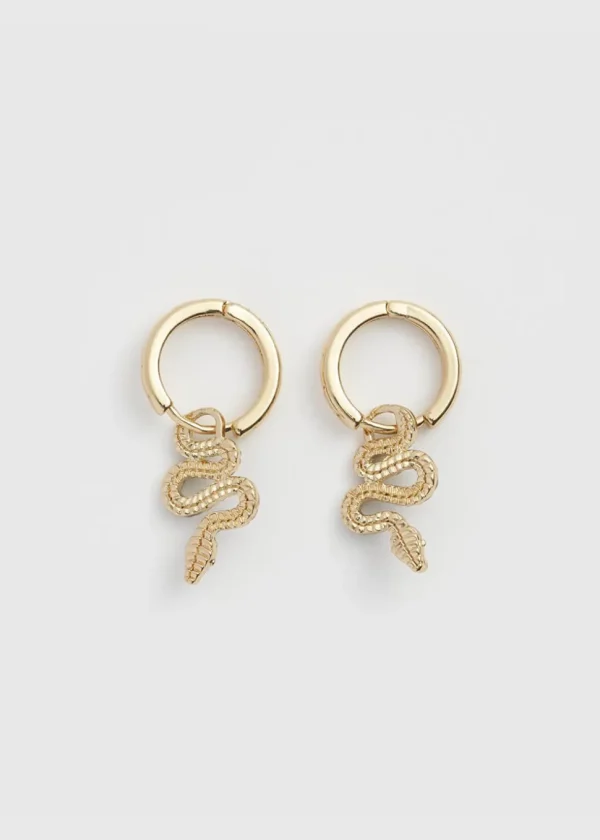 Fable England Celestial Snake Huggie Earrings