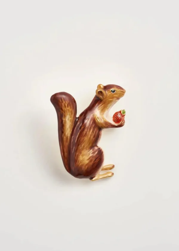 Fable England Cheeky Squirrel Brooch Brown