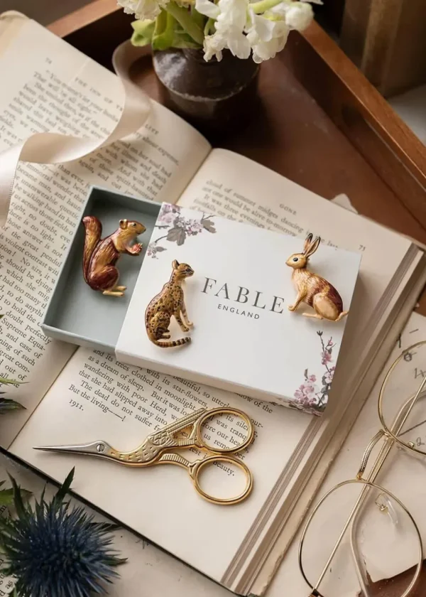 Fable England Cheeky Squirrel Brooch Brown