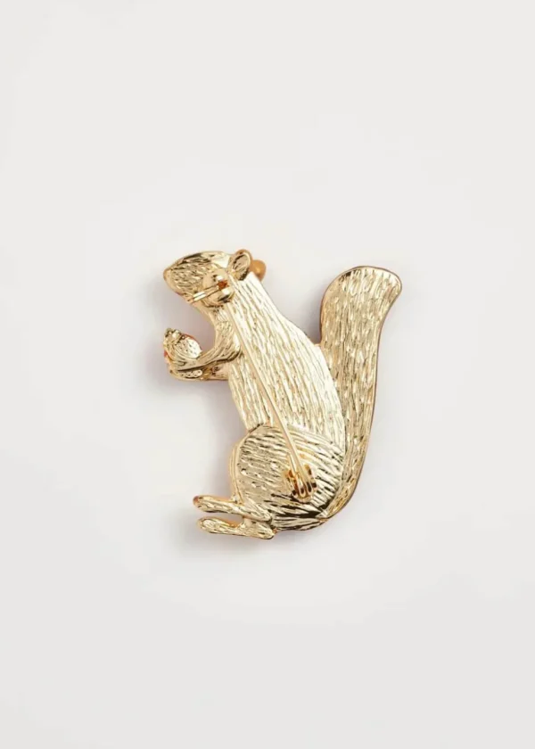 Fable England Cheeky Squirrel Brooch Brown