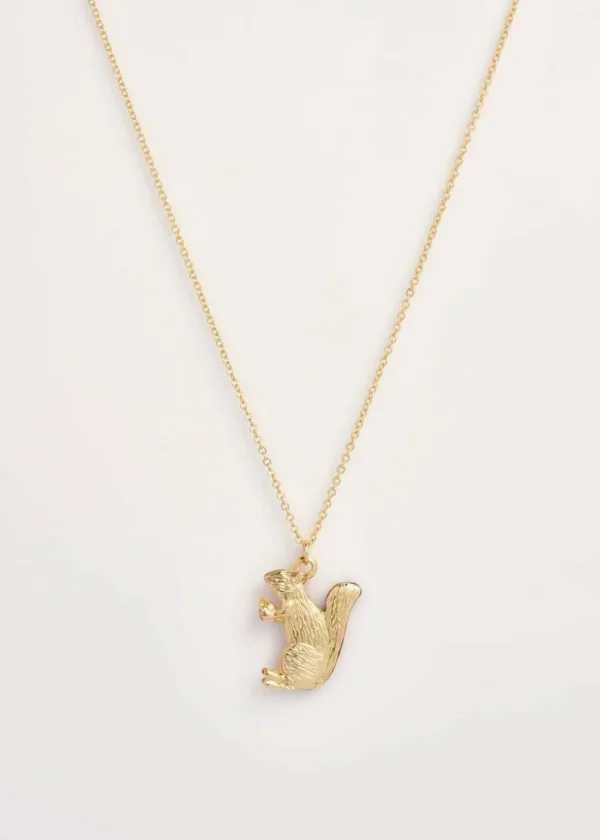 Fable England Cheeky Squirrel Necklace Brown