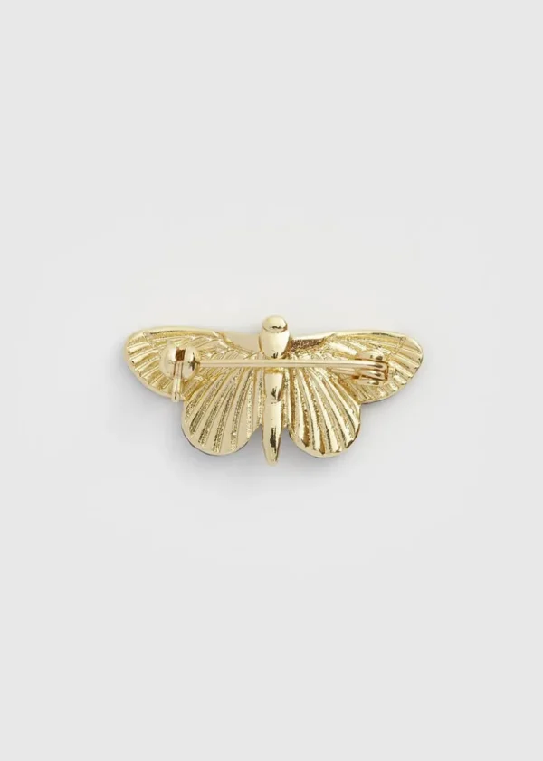 Fable England Deco Butterfly Brooch Blue