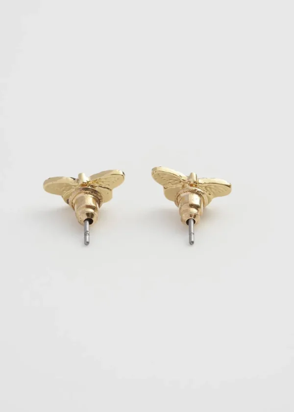 Fable England Deco Butterfly Stud Earrings Blue