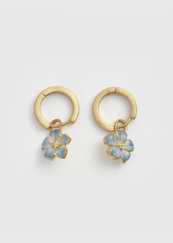 Fable England Flower Huggie Earrings Blue
