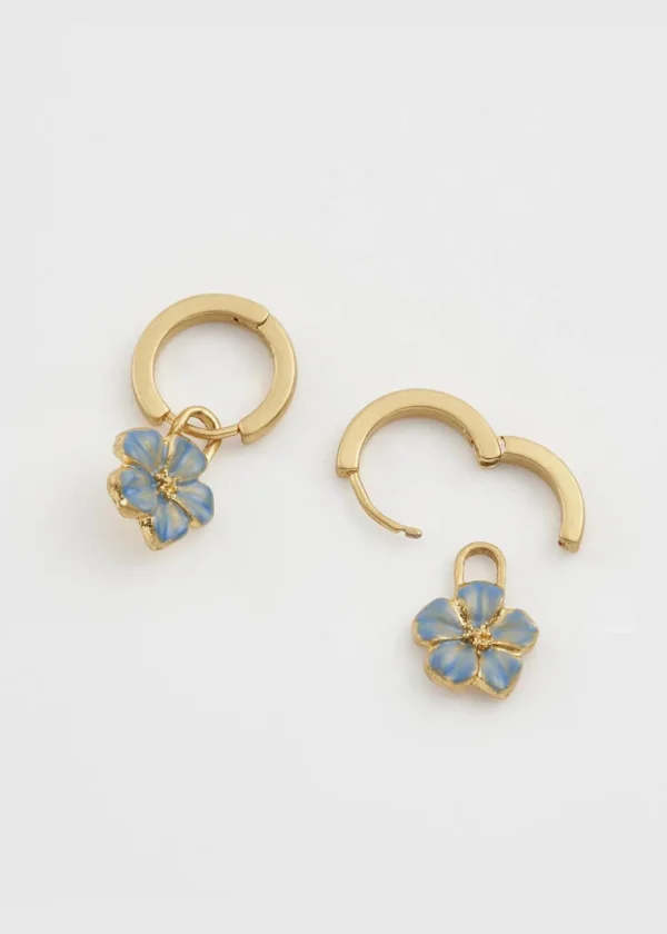 Fable England Flower Huggie Earrings Blue